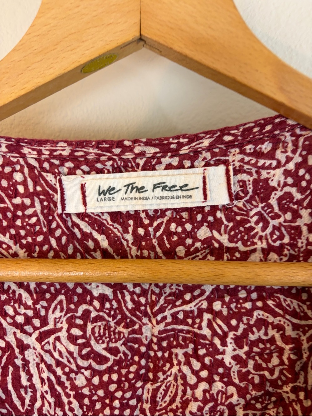 Free People Cool Meadow Printed Blouse Large Red Bandana Boho - Picture 4 of 8